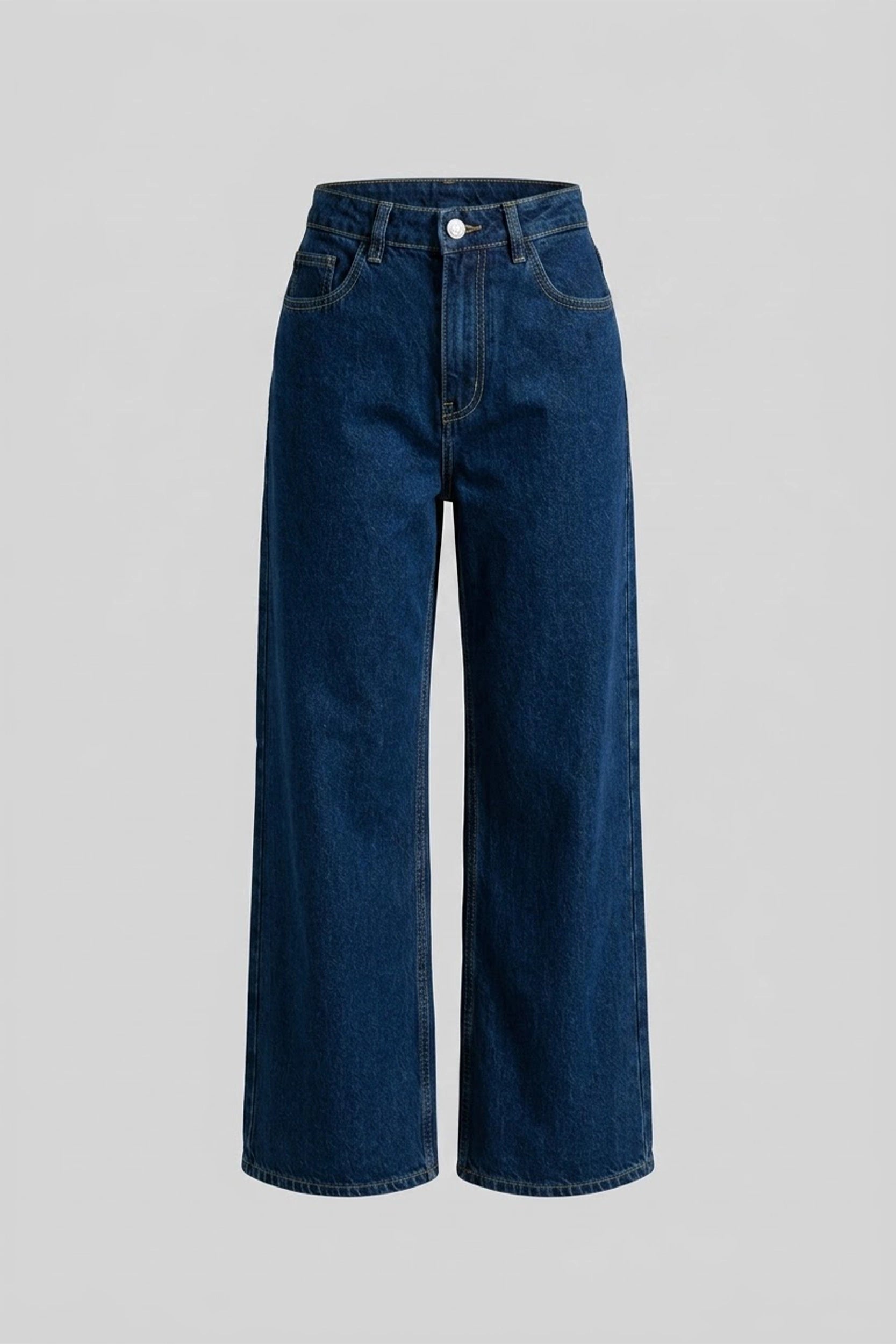 Straight Cut Super High Rise Denim Pants Women Blue