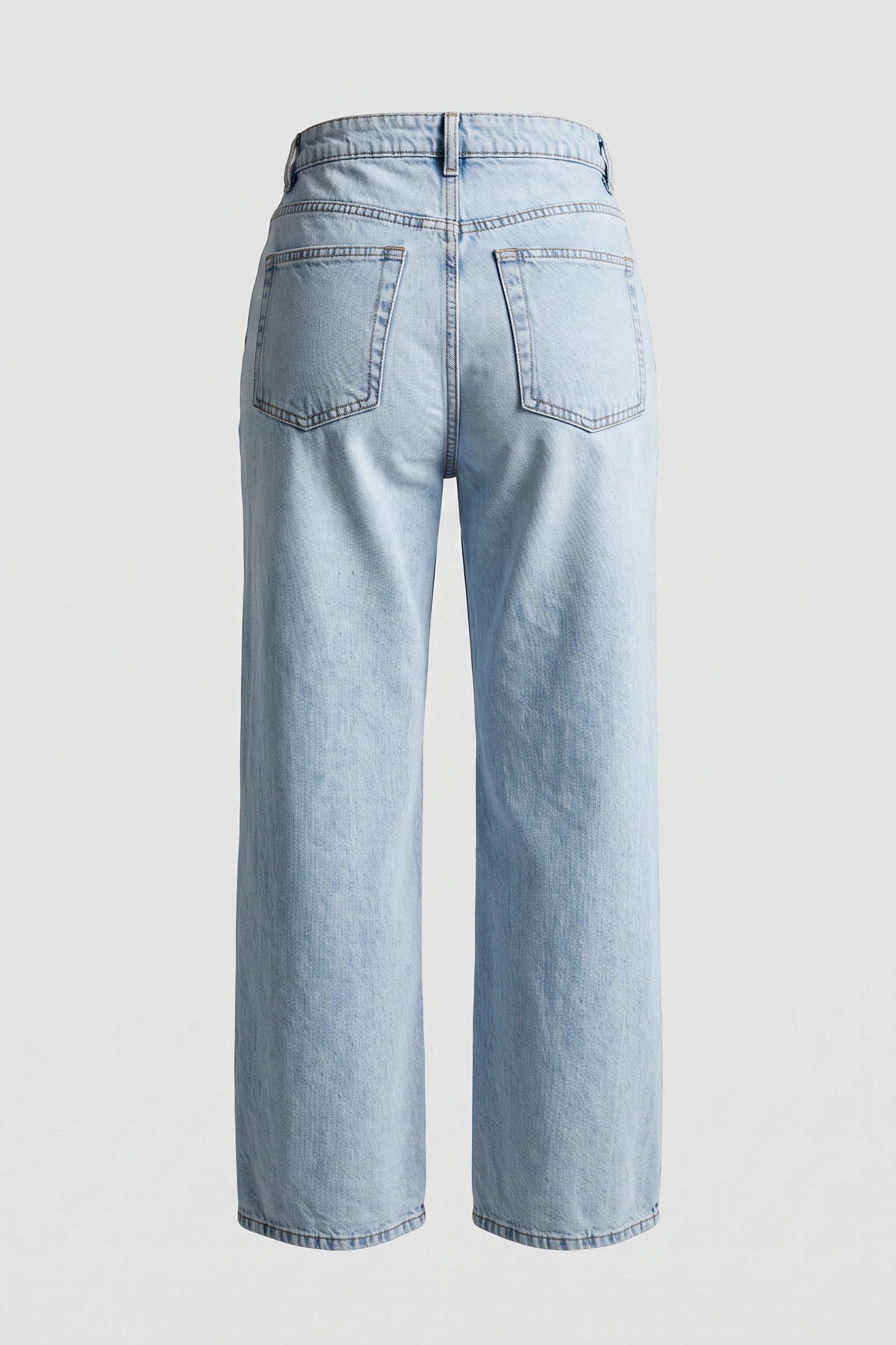 Straight Cut Super High Rise Denim Pants Women Blue