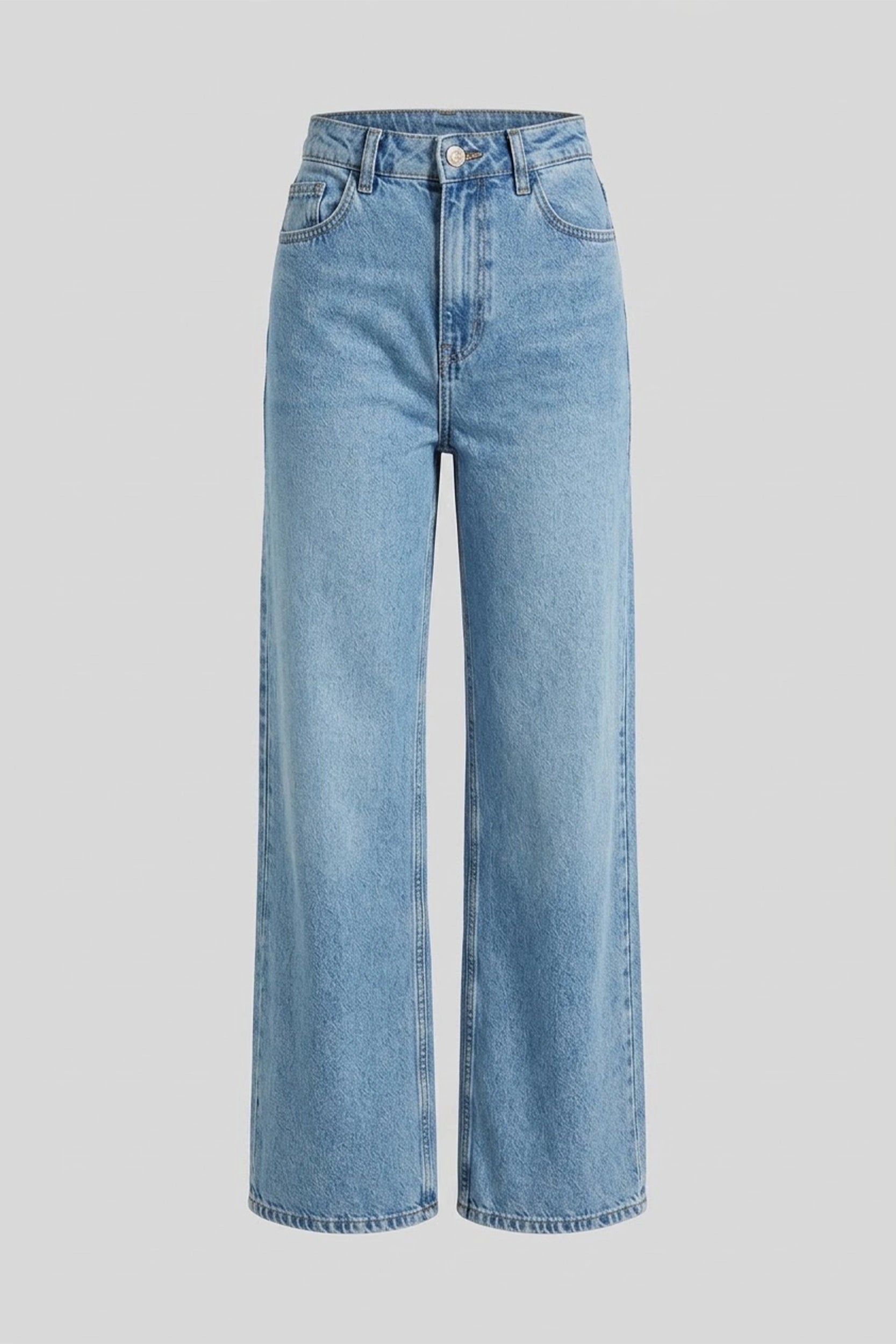Straight Cut Super High Rise Denim Pants Women Blue