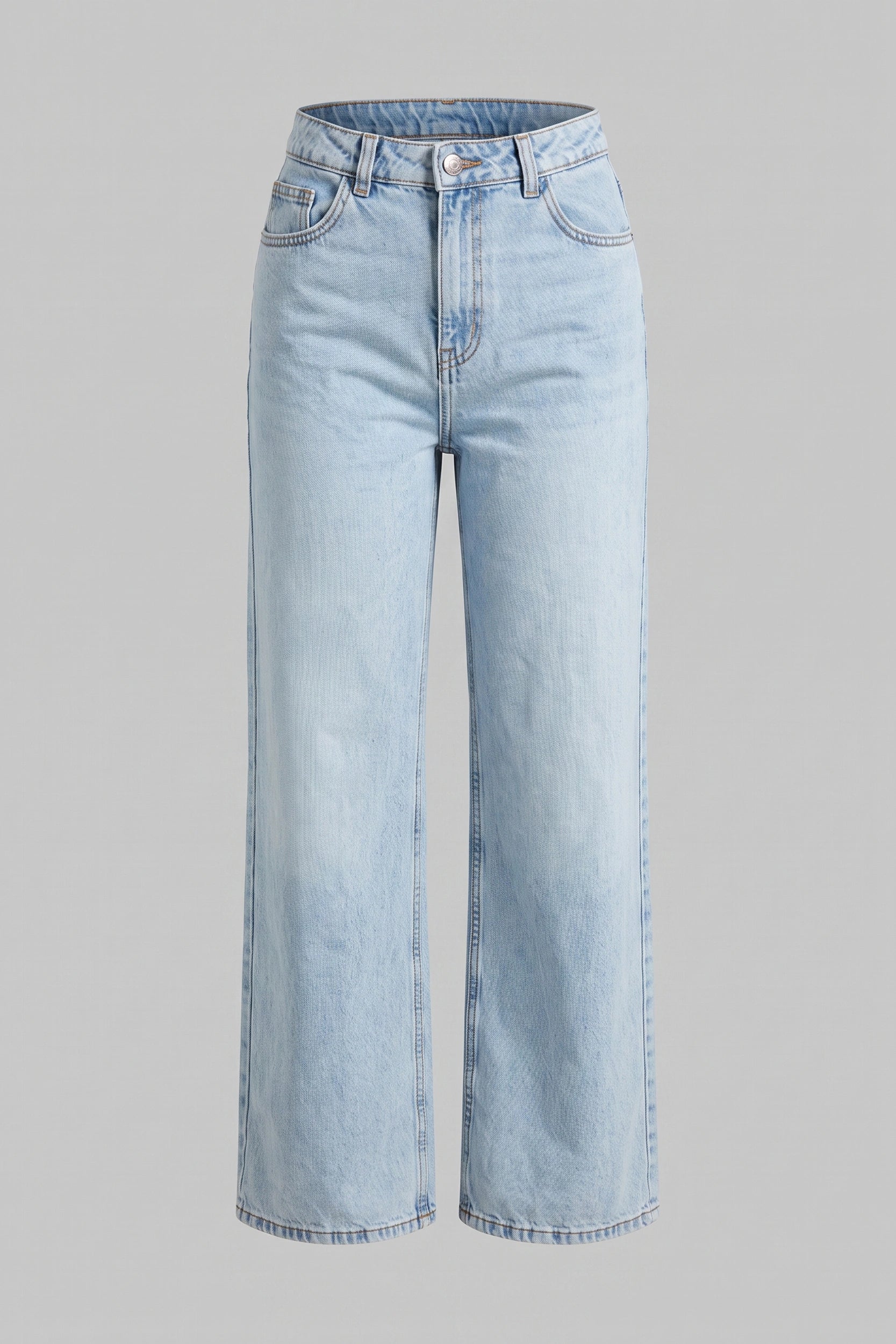 Straight Cut Super High Rise Denim Pants Women Blue