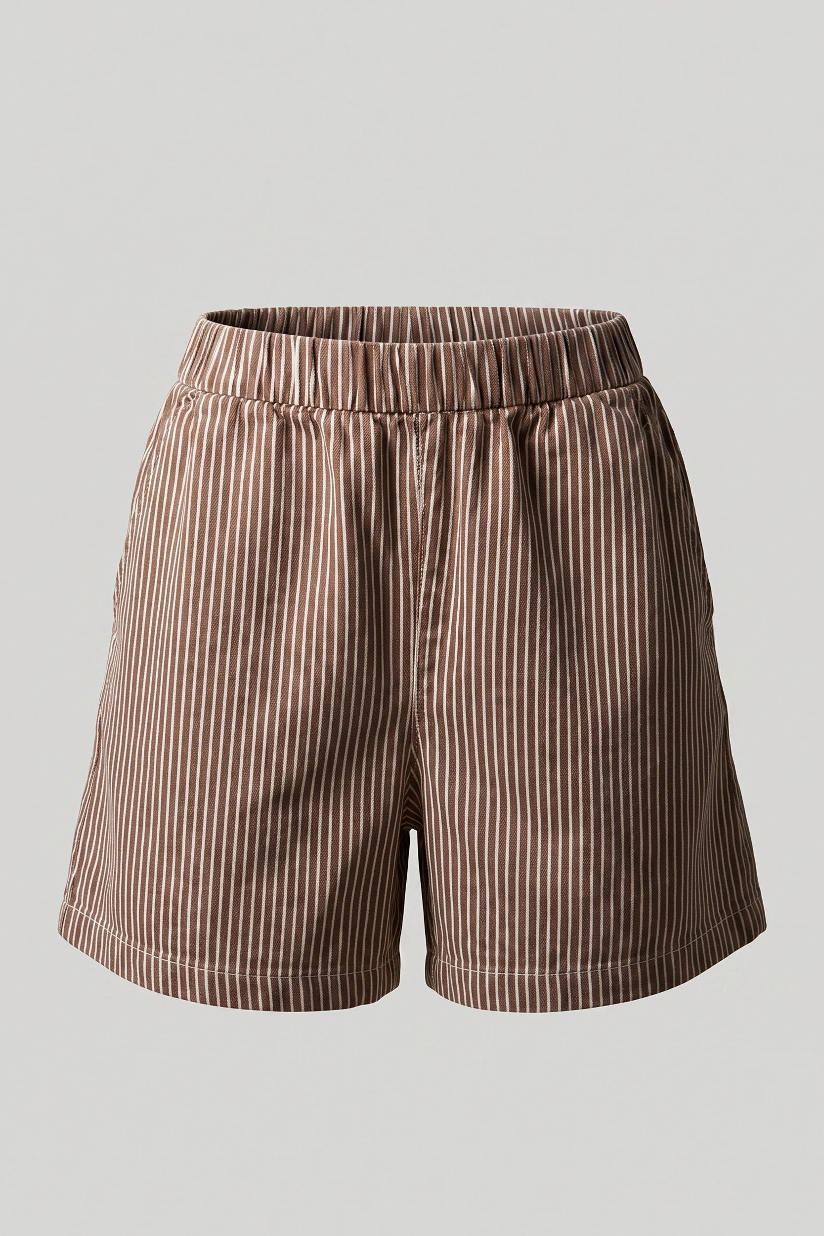 Striped Elastic Waist Casual Shorts Women