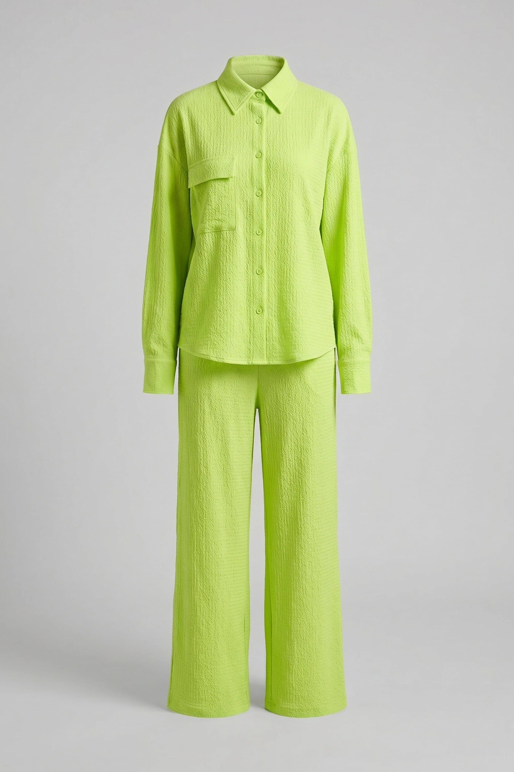 Textured Coord Drop Shoulder Loose Fit Trouser Set