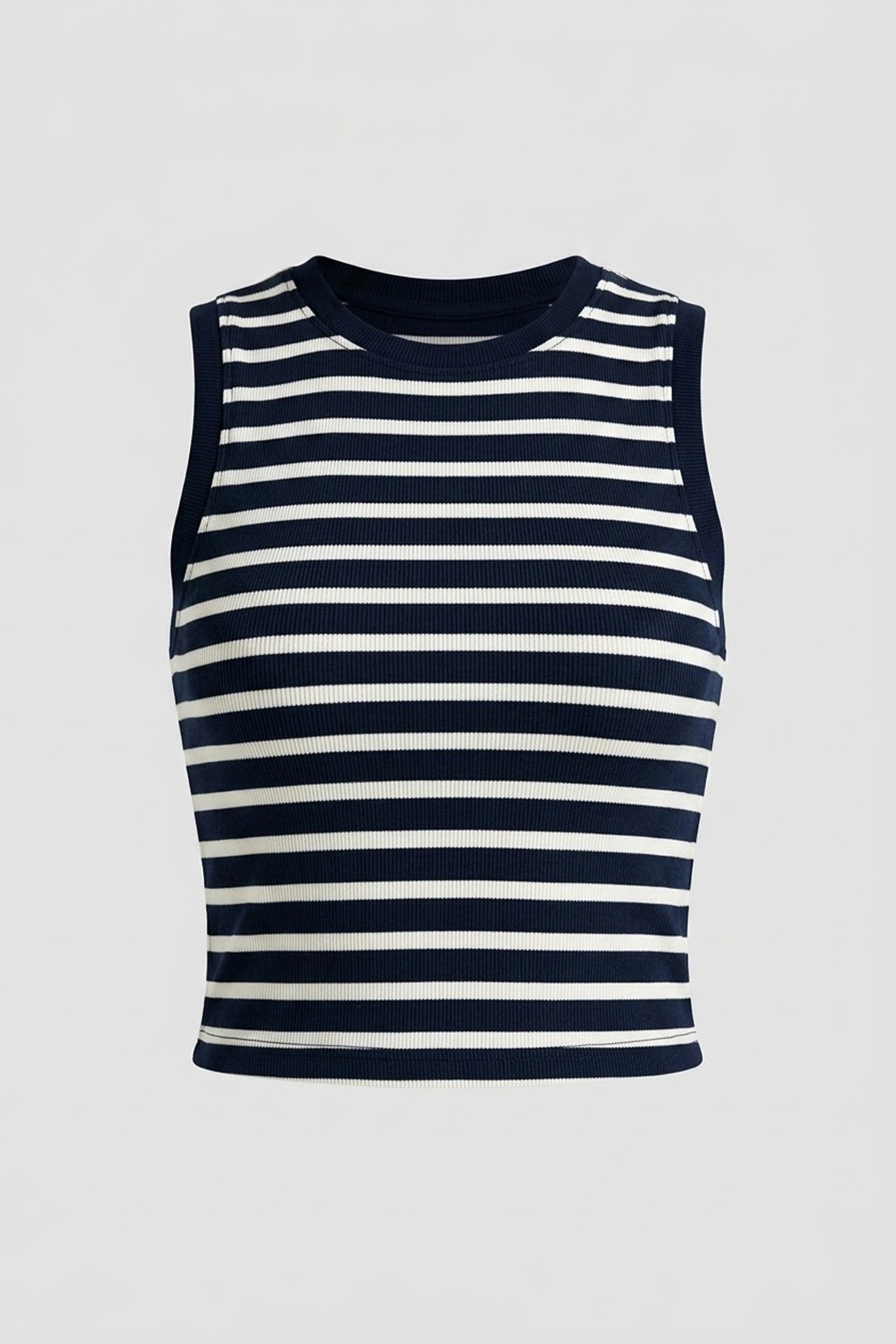 Women's Fitted Sleeveless Striped Top - Asian Size Wear
