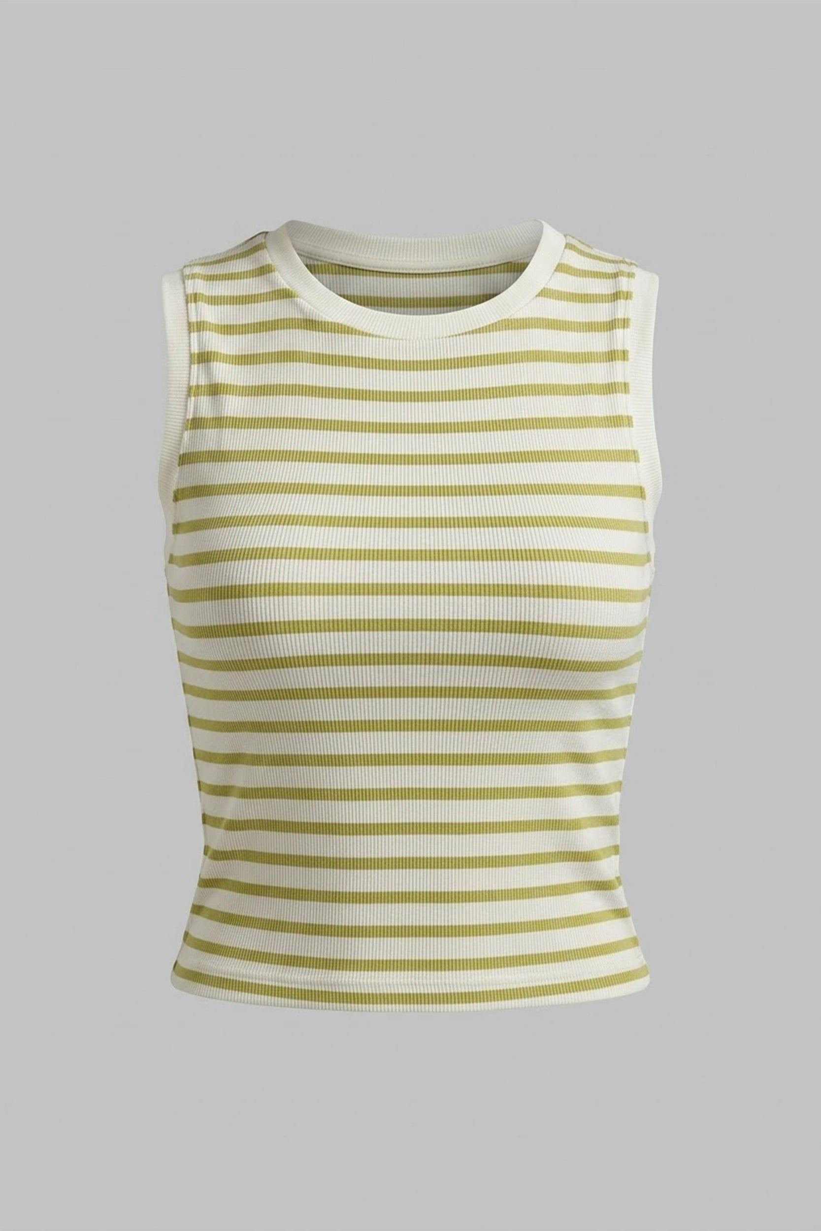 Women's Fitted Sleeveless Striped Top - Asian Size Wear