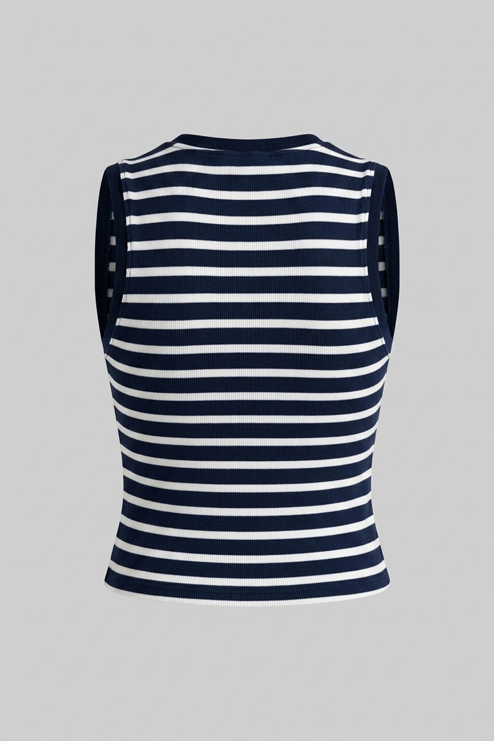 Women's Fitted Sleeveless Striped Top - Asian Size Wear