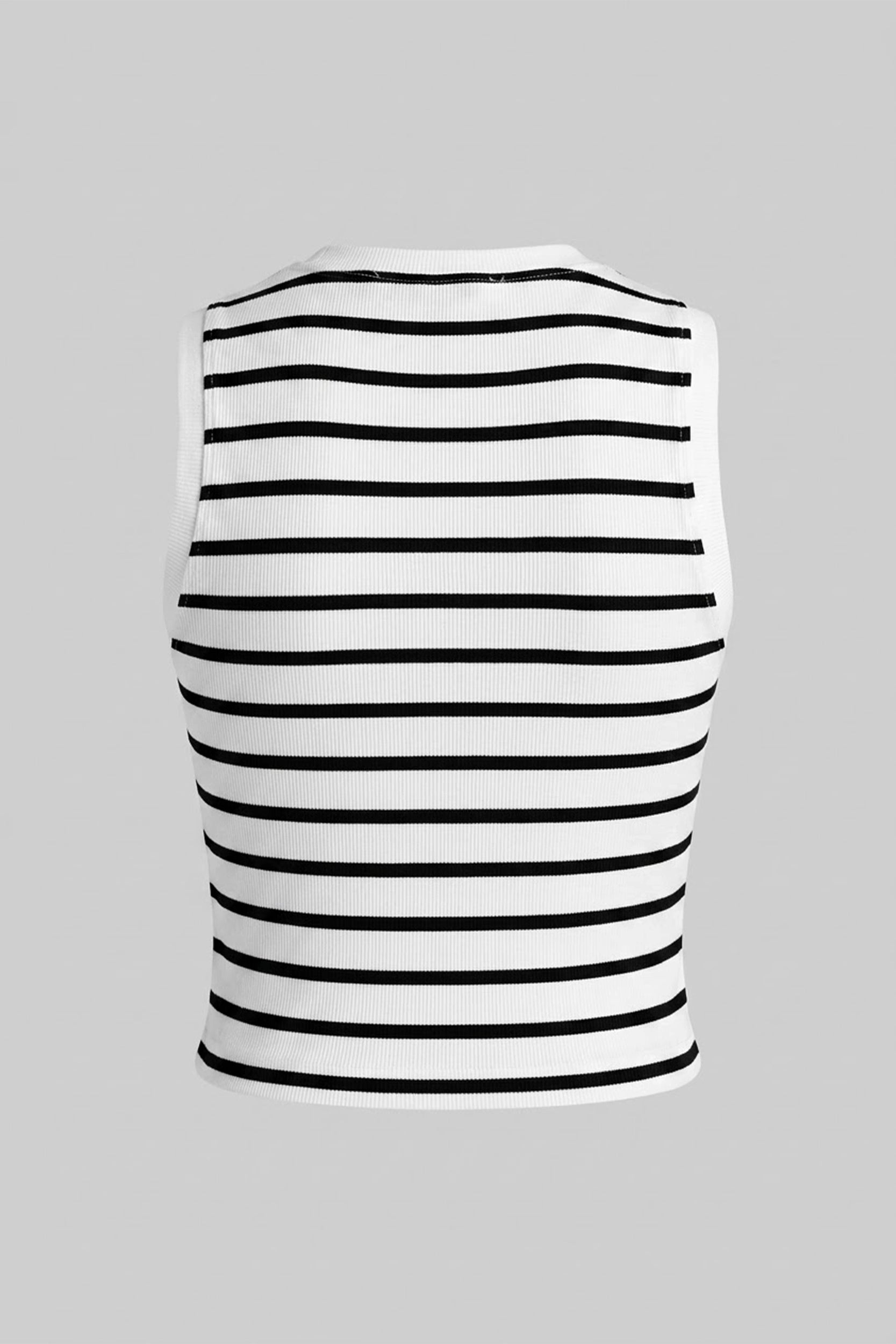 Women's Fitted Sleeveless Striped Top - Asian Size Wear