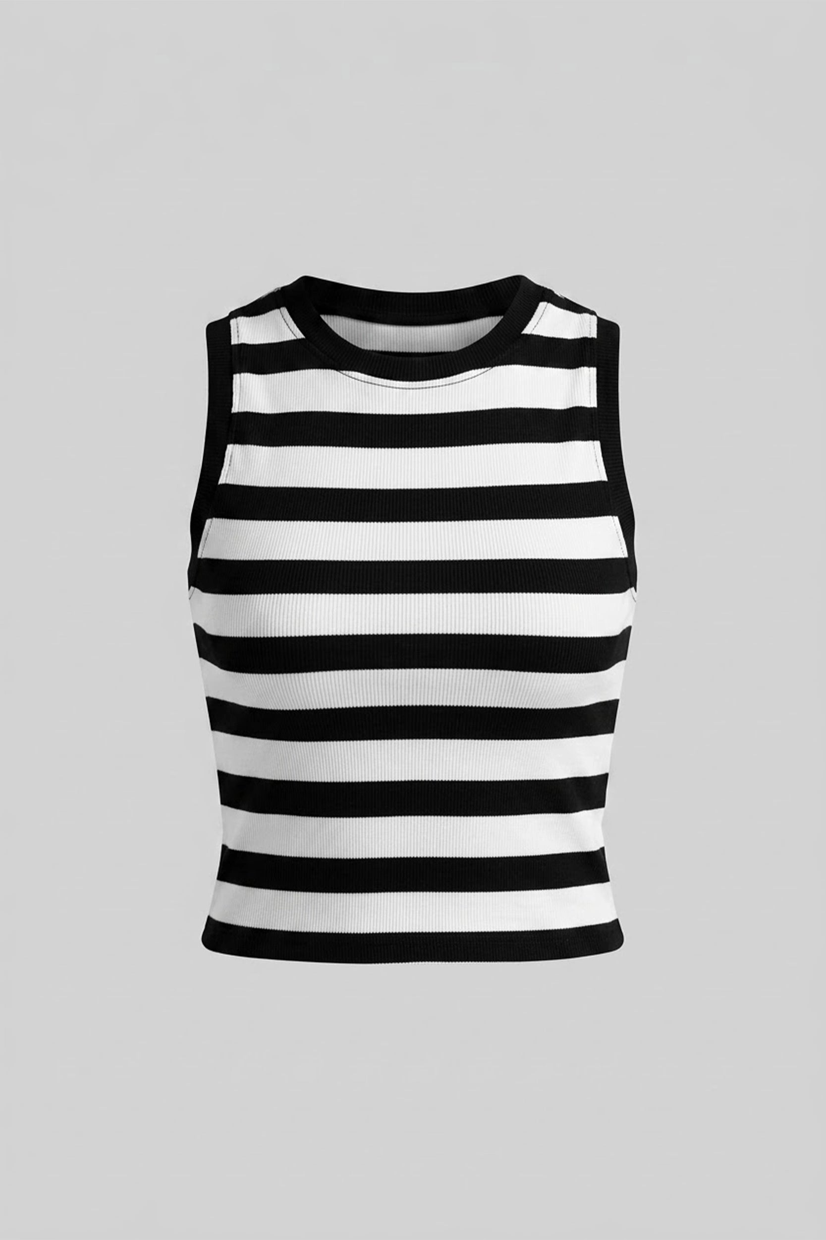 Women's Fitted Sleeveless Striped Top - Asian Size Wear