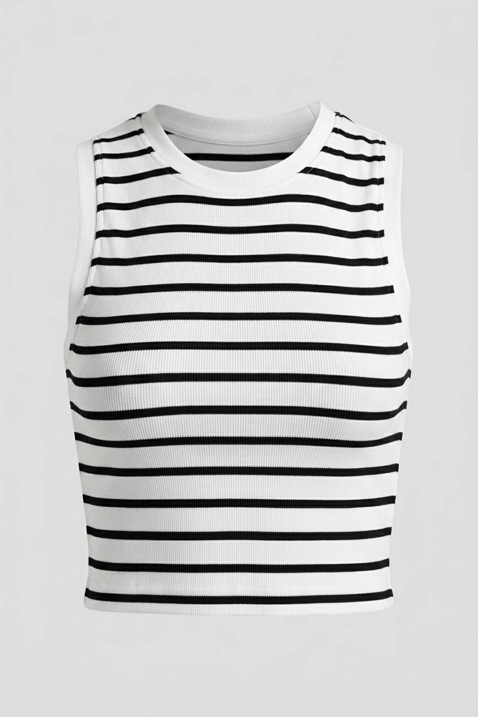 Women's Fitted Sleeveless Striped Top - Asian Size Wear
