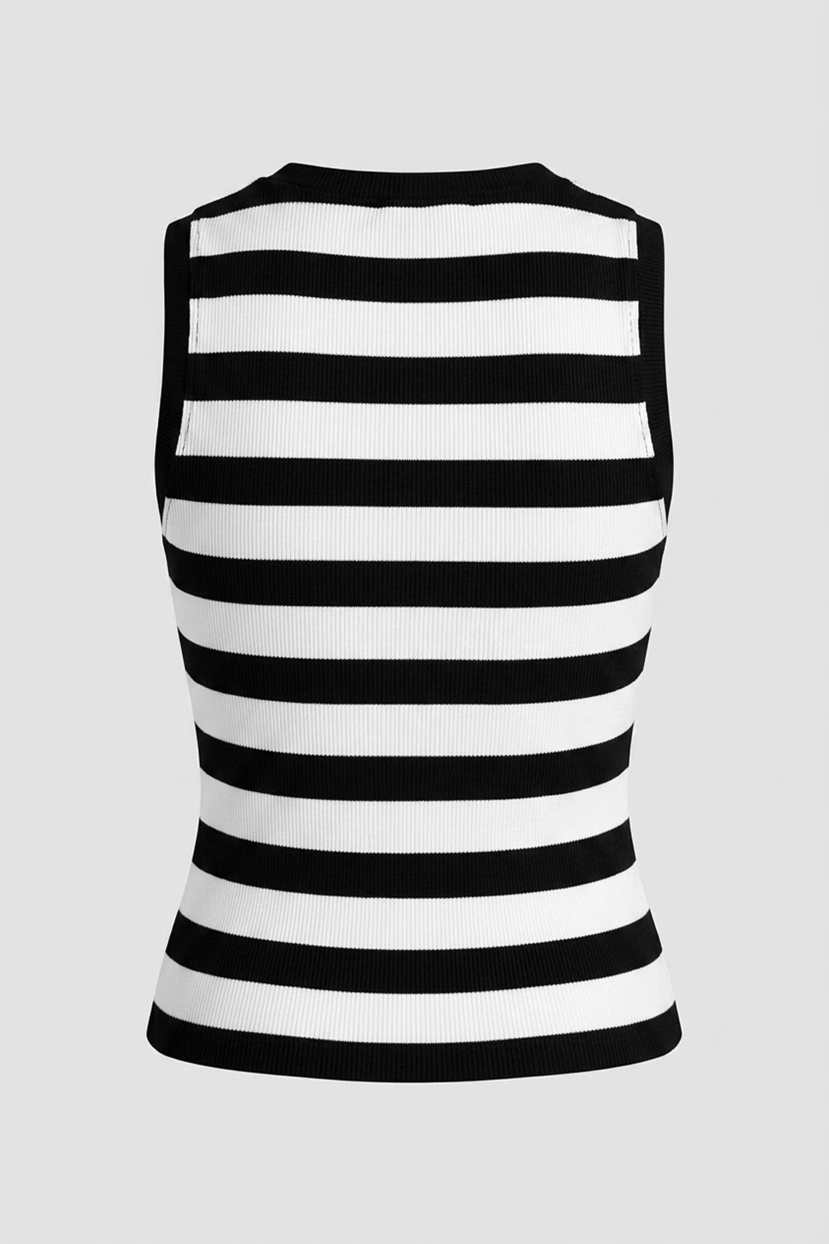 Women's Fitted Sleeveless Striped Top - Asian Size Wear