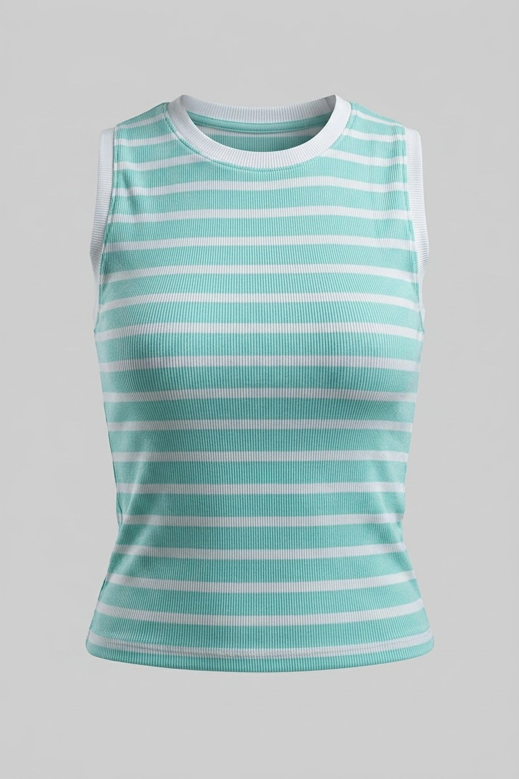 Women's Fitted Sleeveless Striped Top - Asian Size Wear